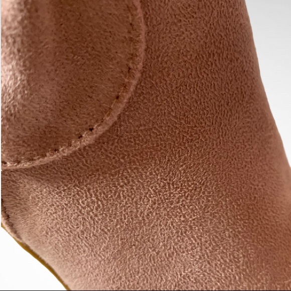 BLUSH FAUX SUEDE BOW HEELED BOOTIE BOOTS - Picture 8 of 8